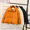 Żakietka Zipper Parka Kurtka Zimowa Płaszcz Moda Jesień Solid Ciepłe Casual Padded Parka Kobiety Krótka Kurtka Stań Kobiety 211007