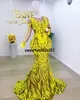 Women Sexy Mermaid Formal Maxi Dress O-Neck Long Sleeves Applique For African Evening Party Prom Gown