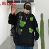 Ruihuo лягушка Пуловер Толстовка Мужчины Harajuku Японская уличная одежда Мужская толстовка Пара Одежда M-2XL Весна 210728