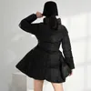[EAM] noir garder au chaud manteau rembourré en coton à manches longues coupe ample femmes Parkas mode automne hiver WC69101 211013