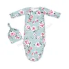 Bolso de dormir recién nacido Flor verde hoja leopardo impresión bebé niño swaddle sombrero infantil niño pequeño vestido suave