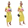 Fashion Summer Casual Lip Mouth Print Womens Maxi Long Dress Women Tre colori Hole Street Wear Abbigliamento YS3111