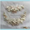 Hoofdbanden sieradenwhite keramische bloemhaar kam bruids kroon parels sieraden handgemaakte bruiloft headpiece mode vrouwen haarstukje drop levering