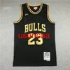 1997-98 Finały Haft haftowy 23 Michael Black Gold Retro Sezon Basketball Jerseys S M L XL XXL