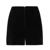 TWOTWINSTYLE Pantaloncini in velluto nero per donna a vita alta con cerniera increspato gamba larga corta abbigliamento femminile alla moda 210517