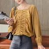 Casual solido autunno coreano sottile chiffon donne camicetta soffio manica lunga pullover camicia plus size abbigliamento donna 10698 210518
