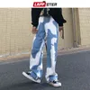 Lappster Men Cows Y2K Streetwear Baggy dżinsy 2022 Man White Hip Hop High Talisted kombinezon męski Vintage Denim Pants Bottoms 0309