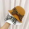 autumn winter wool hats polyester blended plaid bowknot ribbon lady bucket cap women leisure hat