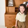 Летний корейский стиль девушки вышивка поворотный воротник рубашки девочка хлопок тонкий короткий рукав топы 1-7Y 210615