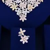 Collana Orecchini Set Blachette Dolce e carino Romantico Bracciale completo di fiori Anello 4 pezzi Cubic Zirconia da sposa da donna