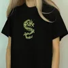 Estilo Chinês Harajuku Vintage Dragão Verde Mulheres T-shirt T-shirt de Manga Curta Tees Tumblr Roupas Vegan Algodão Gótico Punk Camiseta 210518