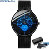 Männer Uhr Mode CRRJU männer Blau Ultra-dünne Mesh-Armband Armbanduhr Retro Hohle Blume Cool Casual Wasserdichte Männer uhr 210517