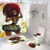 Rideau de douche impression numérique créative Afro fille africaine rideau de douche imperméable Polyester tissu salle de bain rideau de douche Set252T