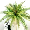 50-65cm Tropiska persiska växter Stora konstgjorda palmer Fake Fern Leaf Plastmur Hängande Växt För Hem Utomhus Skrivbord Inredning 211104