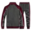 Ropa deportiva para hombre, chándal informal de primavera, conjuntos de dos piezas para hombre, chaquetas con cuello levantado, sudadera, pantalones, chándal, chándal para correr 210806