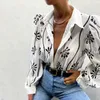 Sommer Frauen Mode Vintage Hauchhülse Übergroße Gestickte Langarm Knöpfen Up Hemd Tops für Frauen Chic Blusen 210521