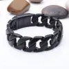 24mm Heavy Tennis Black Stainelss Steel Huge Solid Cuban Curb Link Chain Bracelet Jewelry Men's Holiday Gifts for Father