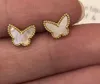 V&AF 18K Gold Fashion Classic Sweet 4 Four Leaf Clover Butterfly Bracelet Earrings Necklace Jewelry Set for S925 Silver Van Women&333j