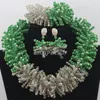 Örhängen Halsband Gorgeous Green African Beads Smycken Set Nigerian Bröllop Crystal Bridal 2021 AIJ237