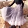 Wiosna Wysoka Elastyczna Talia Gradient Kolor Big Swing Spódnica Kobiety Vintage Luźna Siatka Aball Gown PD710 210421