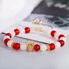 Luxury Fashion Adjustable Bracelet Red Stone Beads White Alabaster Beaded Hand Knitted Bracelet Jewelry Gift