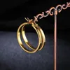 Diameter 35mm Gold Color Stainless Steel Round Hoop Earrings Ladies NighClub Jewelry Party Accessories Gift Orecchini Cerchio Hu5452127