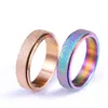 Roterbara bandringar rostfritt stål guld regnbåge finger roterande spinner ring för kvinnor män mode smycken vilja och sandig