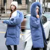 Long Parkas for Women Fashion Korean Style Clothing Black Winter Jackets with Big Fur 210709