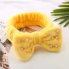 Mode coréenne perles en peluche arc bandeaux lavage visage doux bandeau maquillage bandeau Turban élastique bandeau cheveux accessoires