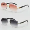 Óculos de sol sem aro com corte de diamante para mulheres e homens 8200762 lentes esculpidas unissex grandes quadrados óculos de sol vintage masculino e feminino original marmorizado