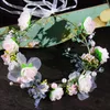 Hair Clips & Barrettes Mori Girl Pink Pearl Rhinestone Tiara Wreath Handmade Headdress Flower Bridal Po Shooting Accessories