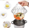 Multifunctionele opvouwbare stoomspoelingsstraal Fry Franse chef-kok mand drainer magische mand mesh baskets zeef netto keuken gadgets