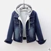 Giubbotti da donna 2021 Donna Denim Jeans Cappotto Con Cappuccio Autunno Inverno Spessa Pile Pelliccia Fodera In Peluche Corta Magliette E Camicette Vintage Manica Lunga