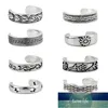 Boho Vintage Carved Twist Toe Rings for Women Antique Silver Color Barefoot Foot Jewelry Gift