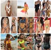 Kobiety moda dwuczęściowa stroje kąpielowe bikini letnie domowe tkaniny projektanci seksowne lampart nadruk kąpielowy osłok studziesiąirki ups245t