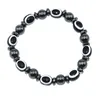 Magnetic Hematite Strands Bracelets Wholesale Black Magnet Stone Elastic Resin Flat Beads Bracelet European American Fashion Jewelry