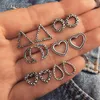 Stud 6 Pairs/Set Heart Moon Triangle ￶rh￤ngen f￶r kvinnor Vintage Beach Geometry D'Oreille Jewelry SP-0618