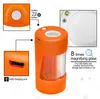 LED Glow Jar Storage Bottle Container 125*65mm förstoringsglas stash mag burkar med kvarn laddningsbart rökrör multifunktion
