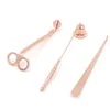 3 em 1 Conjunto de acessórios de vela Tesoura Cutter Castter Wick Trimmer Acessórios Snuffer Conjuntos Rose Gold Black Prata