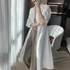 Escritório elegante camisa vestido mulheres botão casual up manga longa branco midi vestidos coreanos férias praia streetwear 210709