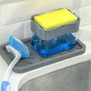 液体ソープディスペンサーポンプスポンジハンドプレスクリーニングコンテナマニュアルオーガナイザーキッチン食器洗いボックス