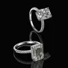 Oevas Real 925 Sterling Silver Emerald Cut Create Moissanite Diamond Trouwringen voor Dames Luxe Voorstel Verlovingsring