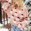 Женщина свитера Санта-Клаус дизайн с длинным рукавом o шеи пуловеры женский свитер осень зима вязаные топы повседневная sueter mujer 210513