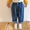 Höstflickor Lossa Casual Denim Pants Boys Barn 2 Färger Jeans Kids Bottoms 210508