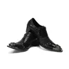 Sapato Social Masculino Серебряный стальной носок высокие каблуки Blcak Свадьба Оксфорд для мужчин Заклепки Официальные Обувь Мужчины Натуральная Кожа Vestidos