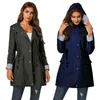 Kadın Trençkotlar Rüzgarlık Rahat Bel İpli Cepler Kapşonlu Ceket Su Geçirmez Ceket Yağmurluk Streetwear Bayanlar