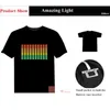 音響のアクティブなイコライザーEl TシャツのイコライザーライトアップLED Tシャツ点滅音楽有効化LED Tシャツ210329