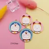 10pcs Cute Round Shapes Enamel Floating Bell Cats Charms For Earrings Jewelry DIY Accessories Golden Base Metal Pendants