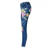 Kış yüksek bel kot pantolon pantolonlar vintage çiçek işlemeli erkek arkadaşı için kadın sıska kalem pantolon mom 210521