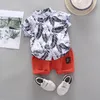 Clothing Sets 2021 Summer Toddler Kids Baby Boy Short Sleeve Cartoon Pattern Shirt Tops+Shorts Set Clothes For Boys #Y